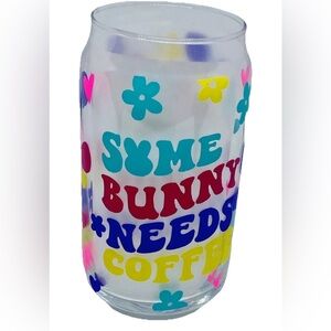 Some Bunny Needs Coffee 16oz Beer Glass, Libby, Drinking Glass